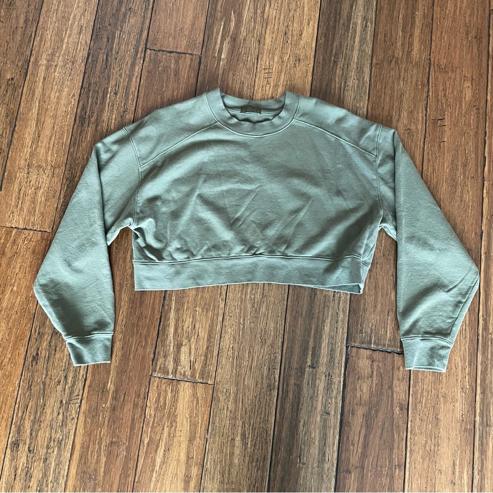 nuuds Cropped Crewneck Sweatshirt Olive Green
